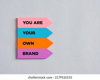 Colorful arrow shaped stickers with the message you are your own brand. Business marketing branding - Shutterstock ID 2179510155