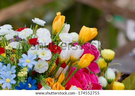 Colorful of Artificial flowers 