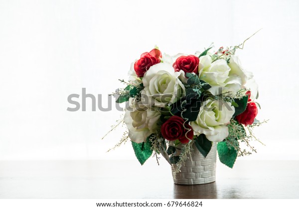 Colorful Artificial Flowers White Vases Used Stock Photo Edit Now