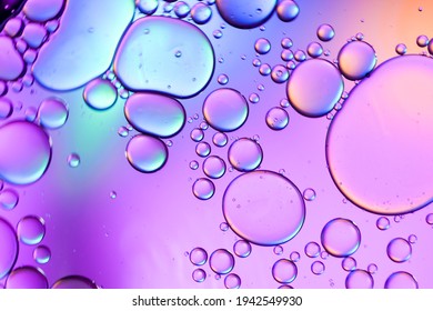 Colorful artistic of oil drop floating on the water. Abstract Purple water bubbles background. holiday light background. holiday postcard background.