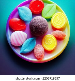 Colorful Assortment Of Homemade Hard Candy On A Plate