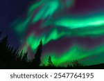 Colorful Aurora Borealis, Northern Lights, at Yellowknife, Northwest Territories, Canada