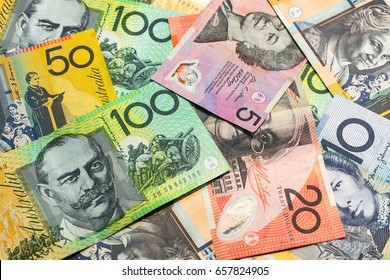 Colorful of Australian dollars money background.