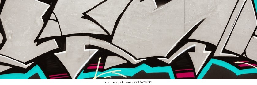 Colorful background of graffiti painting artwork with bright aerosol strips on metal wall. Old school street art piece made with aerosol spray paint cans. Contemporary youth culture backdrop - Shutterstock ID 2237628891