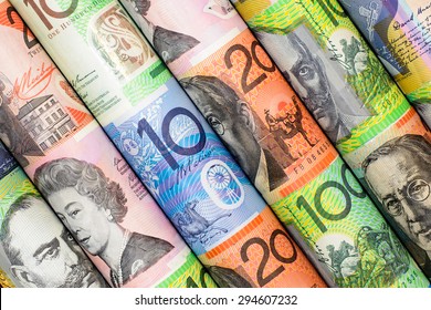 Colorful background and texture of Australian dollars