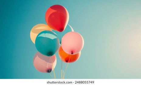 Colorful Balloons Floating in a Blue Sky - Powered by Shutterstock