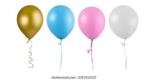 Colorful Balloons isolated on white Background. Childrens party, celebration