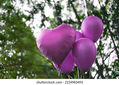 Colorful Balloons Pink Color Outdoors - Birthday Party And Revelation Tea Concept