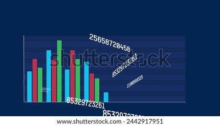 A colorful bar graph displays numerical data on a dark background. Office or academic settings often utilize such graphs to convey statistical information effectively.