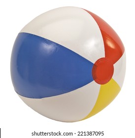 Colorful Beach Ball Isolated On White/ Beach Ball Time 