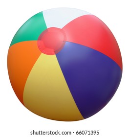 Colorful Beach Ball Isolated On White.