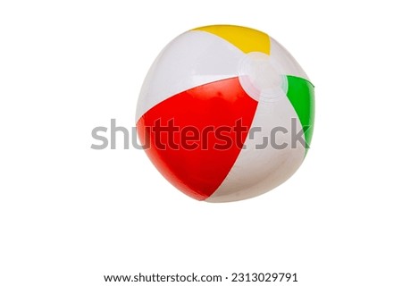 Colorful beach ball isolated on transparent background, 