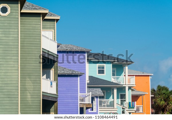 Colorful Beach Homes Along Island Port Stock Photo Edit Now