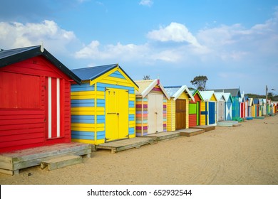 Colorful Beach House At Brighton Beach In Melbourne Australia