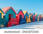 Colorful beach house at Muizenberg beach Cape Town, beach huts, Muizenberg, Cape Town, False Bay, South Africa.