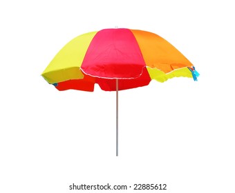 Colorful Beach Umbrella Isolated On White