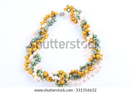colorful beads necklace isolated on white background