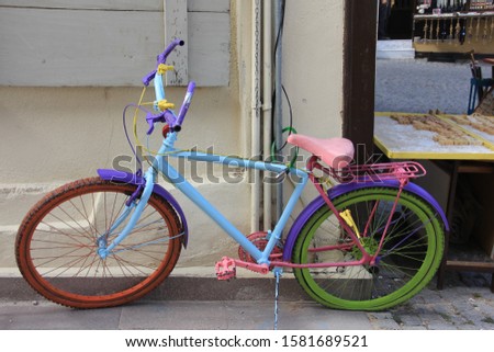 colorful beautiful bicycle on the street