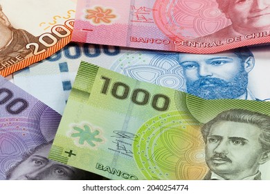 Colorful Bills Of Chilean Peso.