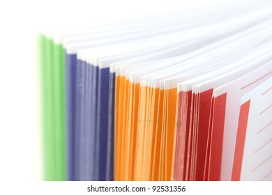 Colorful binder separaters close up shot