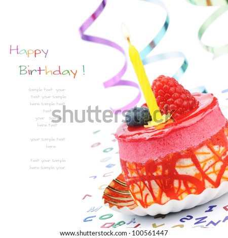 Colorful birthday cake isolated over white