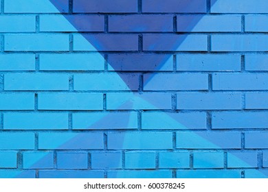 Colorful (blue) Painted Brick Wall As Background, Texture