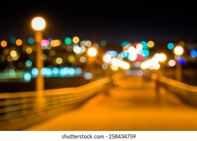 Colorful Bokeh Background Taken At The Pier At Night, In Manhattan Beach, California.