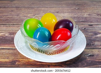 Colorful Bouncy Eggs. Children Creative Science Experiments At Home Or In Class. Fun Experiments With Chemical And Food Ideas