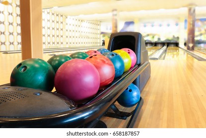 Colorful Bowling Balls In Return Machine