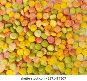 Colorful Breakfast Bolls Texture Background, Fruity Cereal Ball Pattern, Round Colorful Corn Cereals Mockup with Copy Space - Shutterstock ID 2271497207