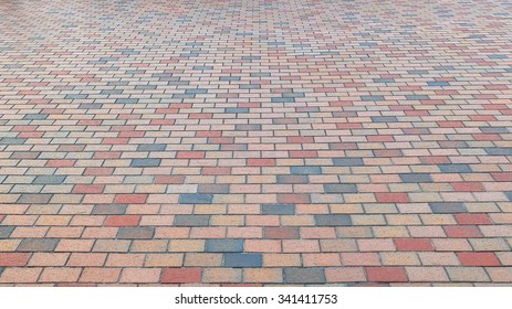 Colorful Brick Stone Street Road. Sidewalk, Pavement Texture Background