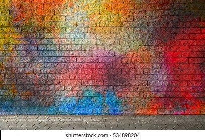 Farbiger Hintergrund der Ziegelsteinwand