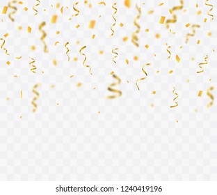 Colorful Bright Confetti Isolated On Transparent Background.