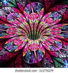 Colorful and bright flower, modern fractal art design