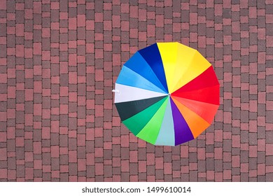 Colorful Bright Umbrella, Aerial View