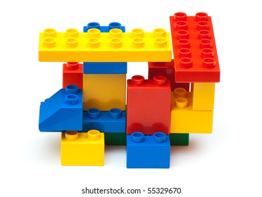 Colorful Building Blocks On White Background Stock Photo 55329670 ...