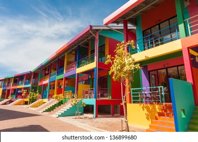 Colorful Building Of Resort On Kohlan, Pattaya, Thailand.