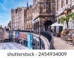 Colorful buildings in Victoria Street, Old Town Edinburgh, Scotland. 