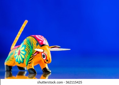 Colorful Bull Alebrije (Mexican Craft)