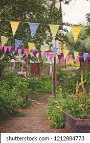 Colorful Bunting In Garden