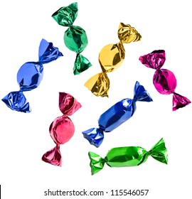 colorful candies collection  set falling  isolated on white background - Powered by Shutterstock