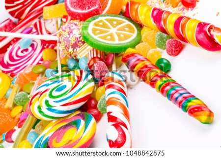 Similar – Image, Stock Photo Colorful lollipops and candies