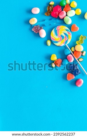 Colorful candies and gummies jelly background. Sweet food and candies pattern.