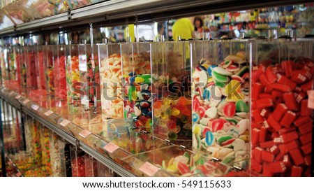 Colorful Candies in Jars