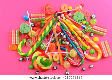 Similar – Image, Stock Photo Colorful lollipops and candies and sweet candy