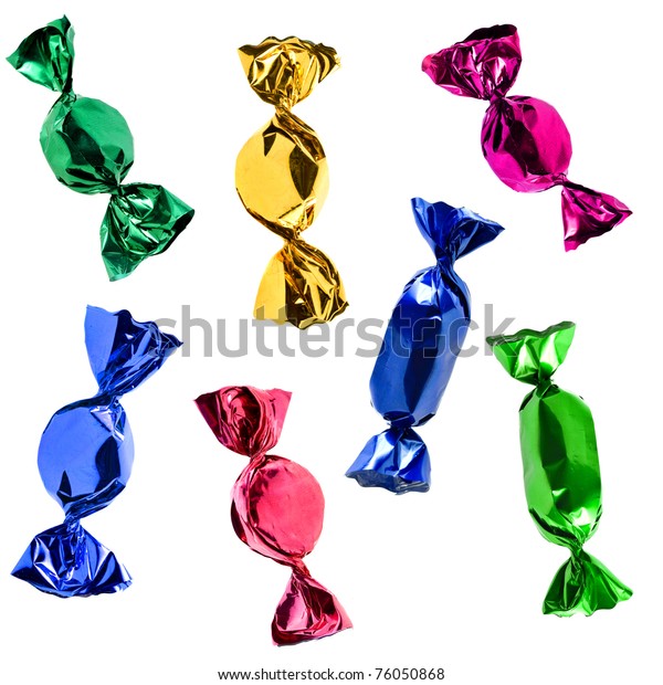 renkli şekerler beyaz arka plan üzerinde Stok Fotoğrafı (Şimdi Düzenle