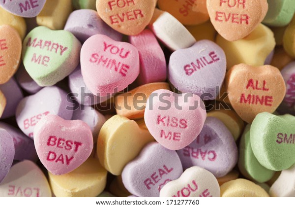 Colorful\
Candy Conversation Hearts for Valentine\'s\
Day