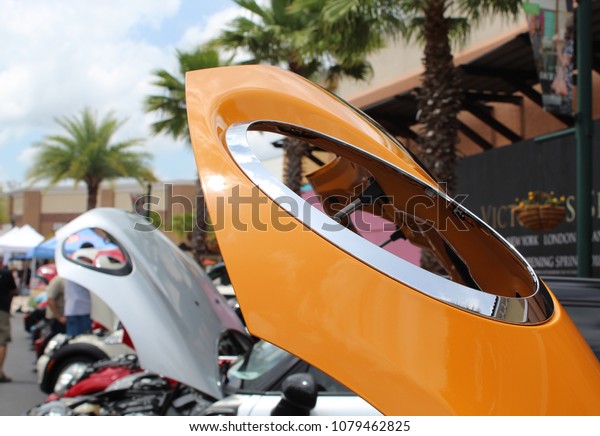 Colorful Car Hoods at Car\
Show