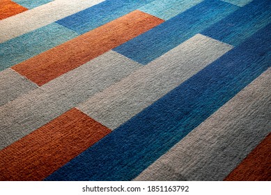 Colorful Carpet Floor Texture Background. Interior Luxury Design In An Office, Living Room And Hotel. Selective Focus.