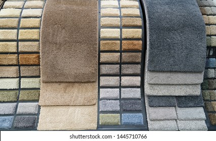 Colorful Carpet Samples In The Store  
